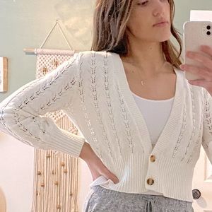 Cropped Cardigan Knit Button Up